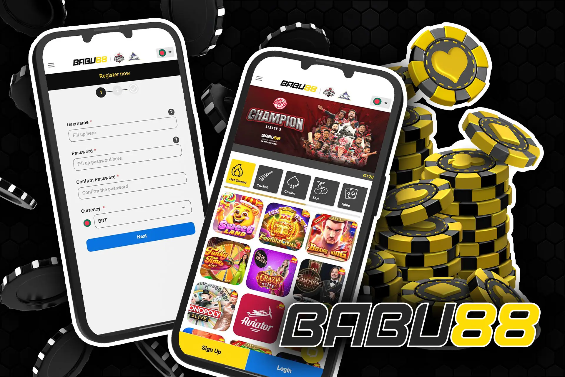 Download and install the Babu88 app to play slots.